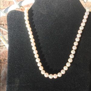 AA Pink Natural Pearl Necklace 14k clasp